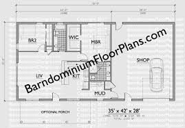 Family house plans dream house plans. 2 Bedroom 2 Bath Barndominium Floor Plan For 35 Foot Wide Building With A 35 X 28 Shop Area Barndominium Floor Plans Barndominium Loft Floor Plans