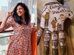 Dress code for miss baby showerthis listing is for a personalized little miss invitation image. Mom To Be Kishwer Merchant Is Excited For Her Godh Bharai And Baby Shower Ceremony Flaunts Her Quirky Mehendi Design Times Of India