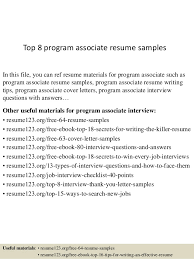 top 8 program associate resume samples