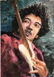 Fabulous Original Oil Painting of Phil Lynott, Thin Lizzy, circa 1970's  Monogrammed Bottom Right