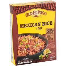 Ingredients · 1 old el paso™ extra mild super tasty one pan rice meal kit · 500 gchicken breast · 1 crisp green pepper · 1 fresh onion · 1 can (198 g) of green giant . Old El Paso Chili Garlic Mexican Rice Kit 355g Woolworths