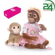 52cm Realistic Baby Monkey Doll Reborn Baby Monkey Decdeal Soft Pp Cotton Real Skin Touchhandmade Dolls With Real Baby Clothes Dolls Aliexpress