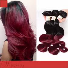 virgin remy ombre hair two tone color burgundy body wave