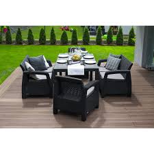 Mobilierul se caracterizeaza prin durabilitate si rezistenta la conditiile meteorologice nefavorabile si la razele uv. Set Mobilier Gradina Keter Bahamas Fiesta 5 Piese Grafit Emag Ro