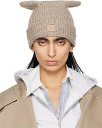 Acne Studios White Pansy S Face Beanie Acne Studios