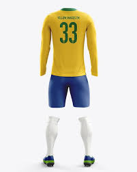 Football Kit With V Neck Long Sleeve Mockup Back View In Apparel Mockups On Yellow Images Object Mockups Clothing Mockup Shirt Mockup Soccer Kits