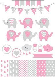 Premium Baby Shower Vector Clipart Baby Elephants Pink And Grey Baby Shower Clip Art And Digital Paper Set Baby Elephant Clipart In 2021 Baby Shower Clipart Baby Clip Art Decoracion Baby Shower