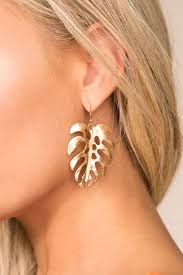 Priceless Gold Monstera Leaf Earrings Jewelry Womens Leaf Earrings Earrings Monstera Leaf