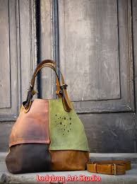 Alicja Cztery Kolory Whiskey Wyjatkowa Kompozycja Kolorystyczna Unikalna Faktura Polaczonych Skor Oryginalny Design I Staran Handtasche Leder Taschen Leder