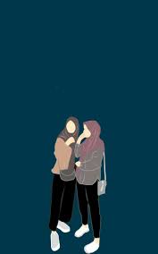 Gambar pp wa couple terpisah. Sahabat Di 2021 Ilustrasi Gadis Kartun Hijab Gambar Bff