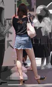 サンダルはきの生脚美脚 mini skirts fashion denim skirt