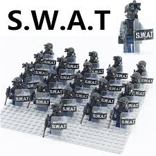 einzigen verkauf militarisch modern swat figur polizei mit schild waffe bricks bausteine set modell spielzeug fur kinder swat building toys building blocks