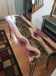 River Rock Epoxy Pour Table Resin Furniture Resin Wood Diy Wood Resin Table