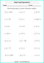 Math worksheets and topics for fourth grade. Printable Algebra And Pre Algebra Math Worksheets For Math Grades 6 And 7