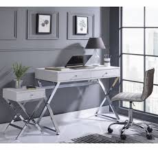 Create a home office space that combines character and style with function and purpose. Coleen White Wood Chrome Metal Office Desk W 2 Drawers By Acme