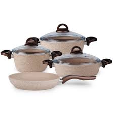 Karaca bio granit 7 parça tencere seti. Karaca Brown Stone Bio Granit 7 Parca Tencere Seti Karaca