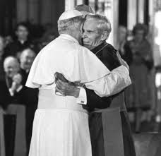 Saint Pope John Paul II died on April 2, 2005 at the age of 84. On October  2, 1979 Pope John Paul II hugged Archbishop Fulton Sheen saying: "You have  written and