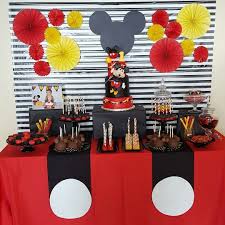 Mickey Mouse Birthday Party Dessert Table Mickey Mouse Party Decorations Mickey Mouse Themed Birthday Party Mickey 1st Birthdays