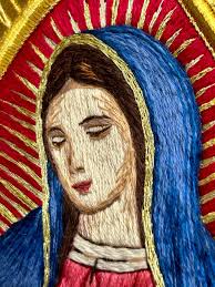 Liturgical Applique Guadalope Completely Hand Embroidered for Catholic  Vestments