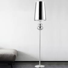 Long Barrel Shade Stand Up Lamp Modernism Fabric 1 Head Bedside Standing Floor Light In White Black Chrome Takeluckhome Com