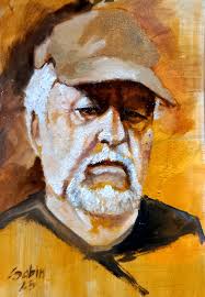 Series of Self Portraits. I like to paint myself every now and then to  study techniques and my ageing process. #1. Self Portrait from 2009. 3 ft.  x 6 ft. (this one