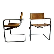 Vintage Mid Century Leather Chrome Chairs A Pair Chrome Chair Chair Leather Chair
