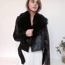 Leather Always Head Over Heels For This Camilla Marc Leather Piece Lamb Shearling Collared Leather Jacket 1650 Just One Size 10 Available Fourrure Cuir