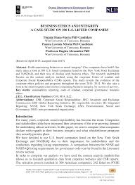 Pdf Business Ethics And Integrity A Case Study On 300 U S Listed Companies