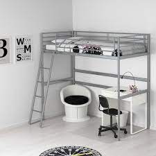 Ikea skorva steel metal midbeam support beam bed frame malm hemnes 901.245.34. Svarta Loft Bed Frame Silver Colour 90x200 Cm Ikea