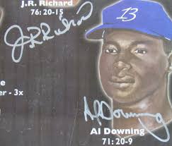 Black Aces 18x25 Lithograph Signed by (10) with Bob Gibson, Don Newcombe,  Fergie Jenkins, Dwight Gooden, Al Downing Inscribed "HOF 81" (JSA LOA)