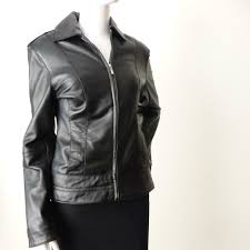 David Jones Women S Jacket Size 6 8 Us 2 4 Black Leather Zip Front Ebay Leather Jackets Women Leather Jacket Jackets For Women