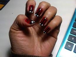 D white bow, rhinestones & stripe accent on acrylic nails. Black Nail Designs Com Home Facebook