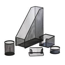 More images for black wire mesh desk accessories » J Burrows Metal Mesh Desk Accessory Set 5 Piece Black Officeworks