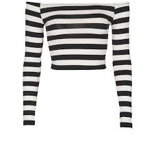 Black And White Crop Top Long Sleeve Women S Topshop Stripe Off The Shoulder Top Long Sleeve Striped Top Cropped White Shirt White Long Sleeve Shirt