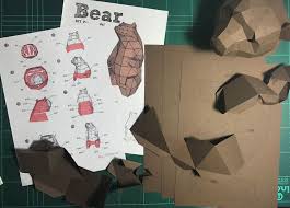 Bear Paper Craft Digital Template Origami Pdf Download Diy Etsy Paper Crafts 3d Paper Crafts Paper Sculpture