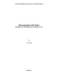 Pdf) Discerning The Lord's Body: An Essay On The Interpretation Of I  Corinthians 11.17-34 | Rev. T. C. Moore - Academia.edu