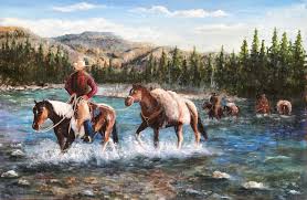20x30 Oil Painting By H Mark Hall Title Castle River Crossing Southern Alberta Canada Wildlife Paintings Western Art Native American Actors