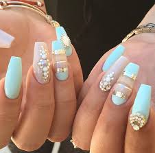 Summer Light Turquoise Nails Mint Nails With Nail Charms Matte Nails Design Gorgeous Nails Turquoise Nails