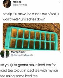 Dopl3r Com Memes Momeo Pretttynice Pro Tip If U Make Ice Cubes Out Of Tea U Wont Water Ur Iced Tea Down Memeamor Jackedyatweets So You Just Gonna Make Iced Tea
