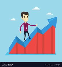 Business Man Standing On Profit Chart