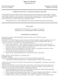 sample resume for marketing job