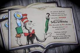 Vintage Dr Seuss Cat In The Hat Open Book Invitation Etsy Book Invitation Seuss Seuss Party