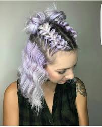 Websta Imallaboutdahair How Bout Some Purple Space Buns From Bouchyhair Of Theliftasalon Braids For Short Hair Short Hair Updo Short Thin Hair