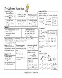 Opposite sin hypotenuse q= hypotenuse csc opposite q= adjacent cos hypotenuse q= hypotenuse sec adjacent q= opposite tan adjacent q= adjacent cot opposite q= unit circle definition for this definition q is any. Precalculus Formulas Terat