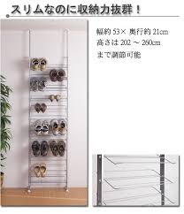 楽天市場 壁面シューズラック 幅60cm 実寸53cm幅 省スペース つっぱりシューズラック スリム 玄関収納 収納棚 壁収納 ウォールラック 隙間 収納 すきま家具 突っ張りデザインラック シューズラック お部屋にディスプレイできる靴収納 靴箱 下駄箱 byおすすめ 送料無料