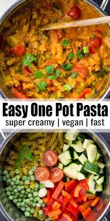 This Vegan One Pot Pasta Is One Of My Favorite Vegan Dinner Recipes It S Super Easy To Make And It With Images Vegan Pasta Recipes Easy Vegan Dinner Vegan Dinner Recipes