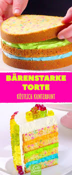 Tortenguß nach packungsanweisung zubereiten und auf dem kuchen verteilen. Kunterbunte Torte Mit Gummibaren Kuchen Und Torten Rezepte Lecker Backen Kuchen Und Torten