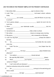 Present Simple And Present Continuous Interactive And Downloadable Worksheet You Can D Present Continuous Worksheet 2nd Grade Math Worksheets Money Worksheets