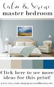 The Calm Color Palette Of This Relaxing Serene Master Bedroom Is Inspired By Nature The Large Fram Coastal Style Bedroom Coastal Bedrooms Home Decor Bedroom