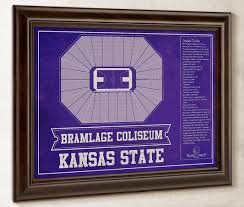 Kansas State Wildcats Bramlage Coliseum Seating Chart College Basketball Blueprint Art
